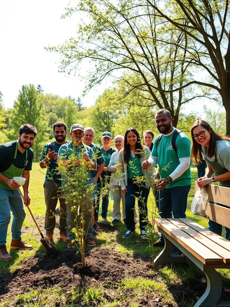 A diverse group of CLUB 14 MOUNTAIN BIKE members working together to maintain a local trail, demonstrating the club's commitment to environmental stewardship.